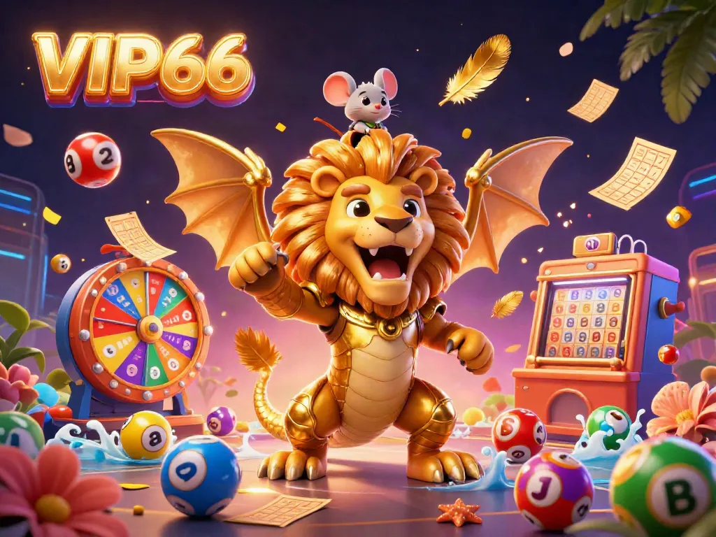Experience the thrill of winning with VIP66 in this vibrant casino-themed 3D illustration.