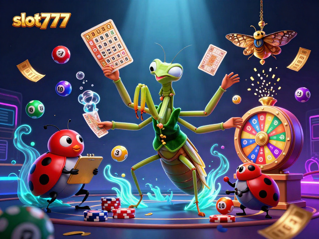 Experience slot777 with dynamic casino action featuring colorful lottery elements and vibrant characters.