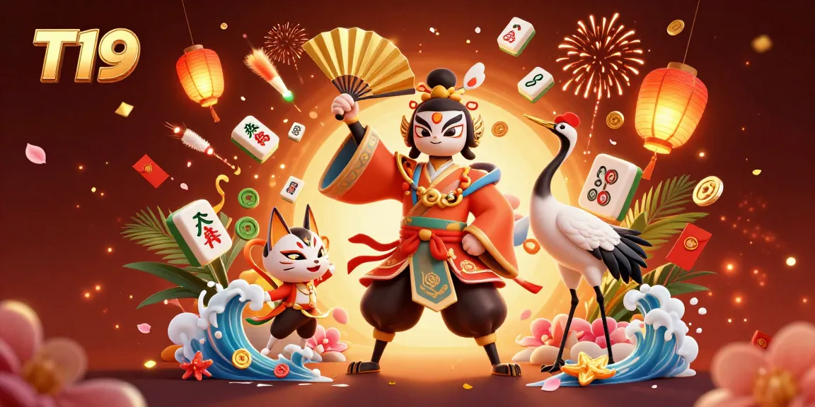 Experience the rich energy of T19 with vibrant characters and festive casino elements.