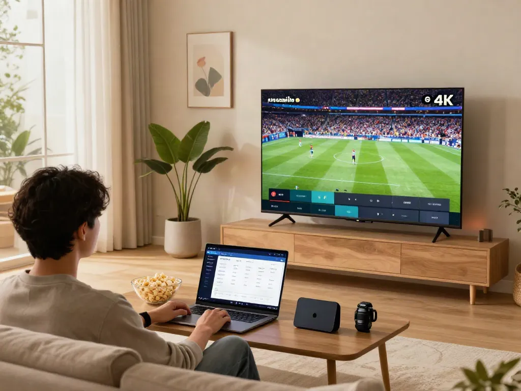 Engaging IPTV Italia home viewing experience with smart TV and laptop