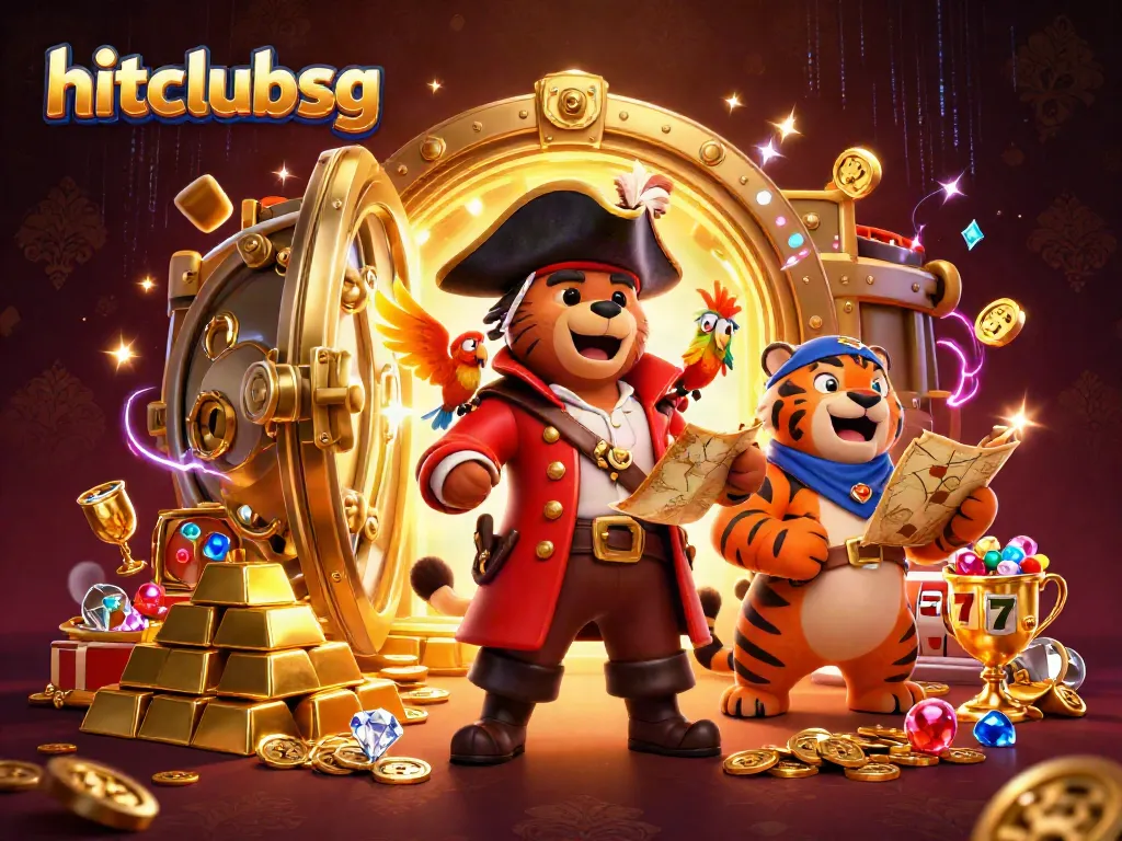 Experience thrilling gambling action with hitclubsg as pirate bear and tiger uncover treasures.